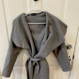 Grey wool wrap coat